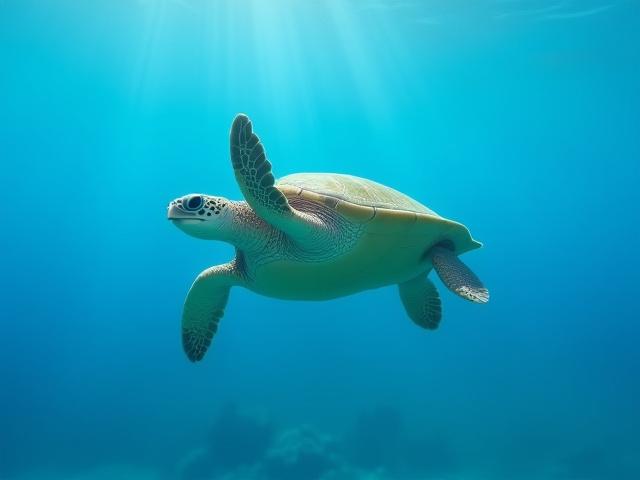 Tortuga marina majestuosa nadando graciosamente en aguas claras